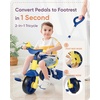 image:imageKRIDDO 2 in 1 Kids Tricycles Age 18 Month to 3 Years EVA Wheels Upgraded Trikes Gift for Toddlers 2 to 3 Year Old with Push Handle and Duck Bell BlueEva Wheelblue