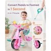 image:imageKRIDDO 2 in 1 Kids Tricycles Age 18 Month to 3 Years EVA Wheels Upgraded Trikes Gift for Toddlers 2 to 3 Year Old with Push Handle and Duck Bell BlueEva Wheelpink