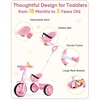 image:imageKRIDDO 2 in 1 Kids Tricycles Age 18 Month to 3 Years EVA Wheels Upgraded Trikes Gift for Toddlers 2 to 3 Year Old with Push Handle and Duck Bell BlueLight Pink