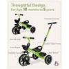 image:imageKRIDDO 2in1 Toddler Tricycle for Ages 18 Months to 5 Years Old  Extended Push Handle for Effortless Push Gift Trike for Toddler 3 to 5 Year Kids Tricycle with Foldable Front Footrest WhiteGreen