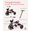 image:imageKRIDDO 2in1 Toddler Tricycle for Ages 18 Months to 5 Years Old  Extended Push Handle for Effortless Push Gift Trike for Toddler 3 to 5 Year Kids Tricycle with Foldable Front Footrest WhitePink
