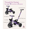 image:imageKRIDDO 2in1 Toddler Tricycle for Ages 18 Months to 5 Years Old  Extended Push Handle for Effortless Push Gift Trike for Toddler 3 to 5 Year Kids Tricycle with Foldable Front Footrest WhitePurple