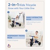 image:imageKRIDDO 2in1 Toddler Tricycle for Ages 18 Months to 5 Years Old  Extended Push Handle for Effortless Push Gift Trike for Toddler 3 to 5 Year Kids Tricycle with Foldable Front Footrest WhiteBlue