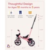 image:imageKRIDDO 2in1 Toddler Tricycle for Ages 18 Months to 5 Years Old  Extended Push Handle for Effortless Push Gift Trike for Toddler 3 to 5 Year Kids Tricycle with Foldable Front Footrest WhitePink