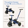 image:imageKRIDDO 2in1 Toddler Tricycle for Ages 18 Months to 5 Years Old  Extended Push Handle for Effortless Push Gift Trike for Toddler 3 to 5 Year Kids Tricycle with Foldable Front Footrest WhiteBlue