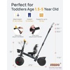 image:imageKRIDDO 2in1 Tricycle for Toddlers 155 Years Push Tricycle with Parent Steering Detachable Handle 9Stage Adjustable Handlebar Toddler Trike with Safety Belt Clutch Pedals amp Dual Basket PinkGrey