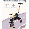 image:imageKRIDDO 2in1 Tricycle for Toddlers 155 Years Push Tricycle with Parent Steering Detachable Handle 9Stage Adjustable Handlebar Toddler Trike with Safety Belt Clutch Pedals amp Dual Basket PinkPink