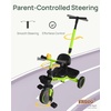 image:imageKRIDDO 2in1 Tricycle for Toddlers 155 Years Push Tricycle with Parent Steering Detachable Handle 9Stage Adjustable Handlebar Toddler Trike with Safety Belt Clutch Pedals amp Dual Basket PinkGreen