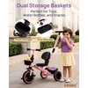 image:imageKRIDDO 2in1 Tricycle for Toddlers 155 Years Push Tricycle with Parent Steering Detachable Handle 9Stage Adjustable Handlebar Toddler Trike with Safety Belt Clutch Pedals amp Dual Basket PinkPink