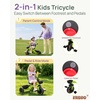image:imageKRIDDO 2in1 Tricycle for Toddlers 155 Years Push Tricycle with Parent Steering Detachable Handle 9Stage Adjustable Handlebar Toddler Trike with Safety Belt Clutch Pedals amp Dual Basket PinkGreen
