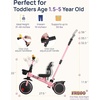 image:imageKRIDDO 2in1 Tricycle for Toddlers 155 Years Push Tricycle with Parent Steering Detachable Handle 9Stage Adjustable Handlebar Toddler Trike with Safety Belt Clutch Pedals amp Dual Basket PinkPink