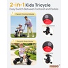 image:imageKRIDDO 2in1 Tricycle for Toddlers 155 Years Push Tricycle with Parent Steering Detachable Handle 9Stage Adjustable Handlebar Toddler Trike with Safety Belt Clutch Pedals amp Dual Basket PinkGrey