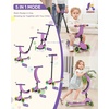 image:imageKRIDDO 3in1 Scooter for Kids Ages 15 Years Old Folding Scooter with 3 Lighted Wheels Wide Standing Board Adjustable Height LearntoSteer Handlebar for Indoor and OutdoorPurple