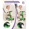 image:imageKRIDDO 3in1 Scooter for Kids Ages 15 Years Old Folding Scooter with 3 Lighted Wheels Wide Standing Board Adjustable Height LearntoSteer Handlebar for Indoor and OutdoorGreen