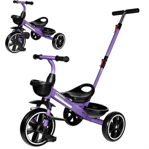 image:imageKRIDDO 2in1 Toddler Tricycle for Ages 18 Months to 5 Years Old  Extended Push Handle for Effortless Push Gift Trike for Toddler 3 to 5 Year Kids Tricycle with Foldable Front Footrest WhitePurple