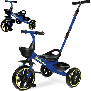 image:imageKRIDDO 2in1 Toddler Tricycle for Ages 18 Months to 5 Years Old  Extended Push Handle for Effortless Push Gift Trike for Toddler 3 to 5 Year Kids Tricycle with Foldable Front Footrest WhiteBlue