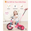 image:imageKRIDDO 3in1 Toddler Tricycle for Kids 18 Months to 3 Years Tricycle for 2 Years with Parent Steering Extra Wide Seat Large Basket EasytoCarry Seat Gift for Boys and Girls Age 23 Pink3in1 Pink